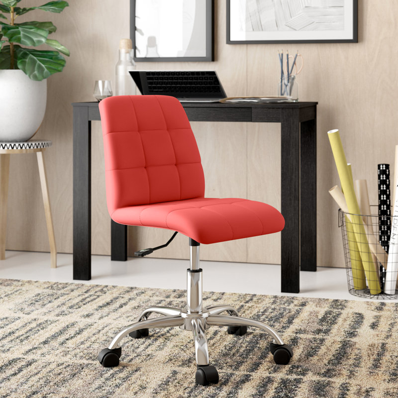 Modway Prim Armless Mid Back Office Chair, Red