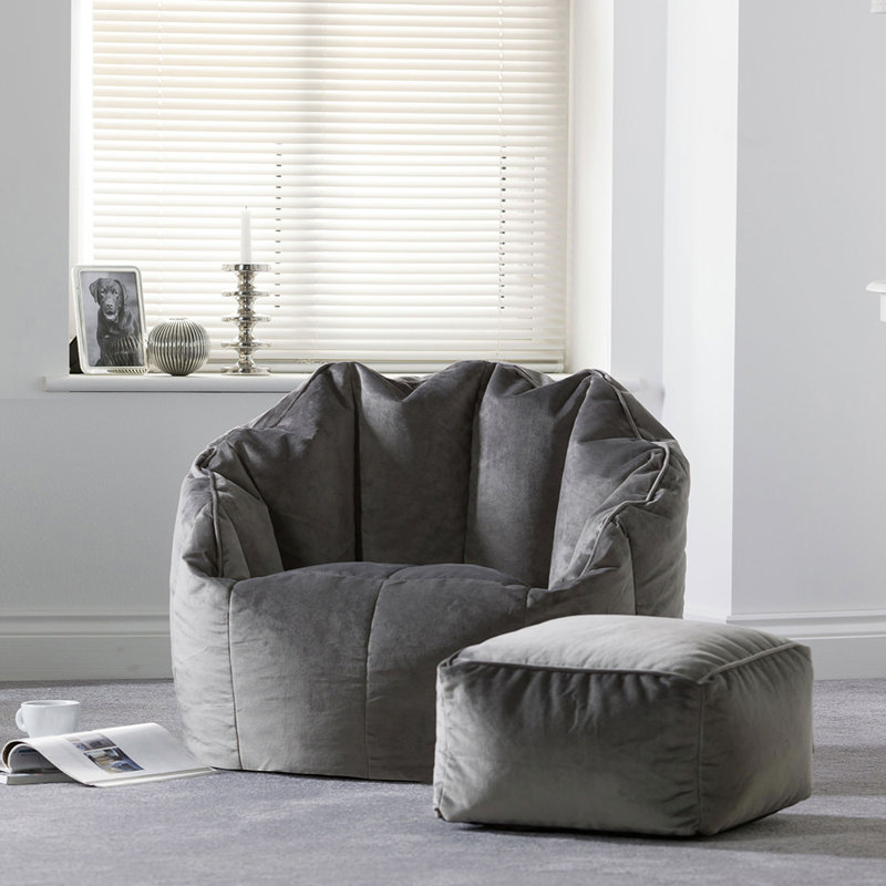 icon Milano Velvet Bean Bag Chair, Charcoal Grey