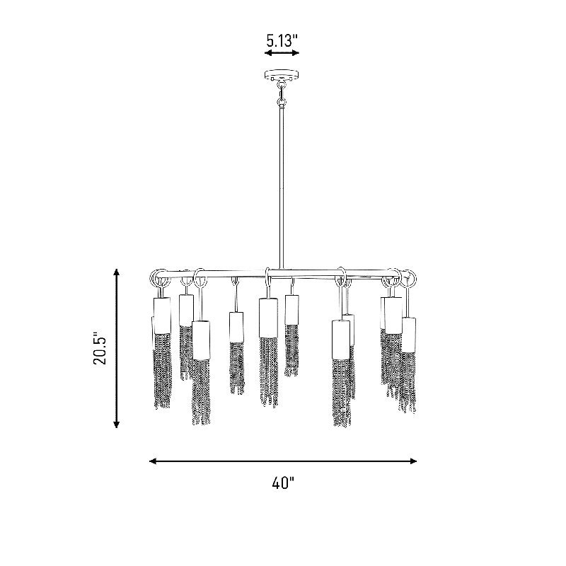 Lustre 12 lumières en laiton chaleureux Downend, H 20,5 po x l 40 po x P 40 po, 12 lumières