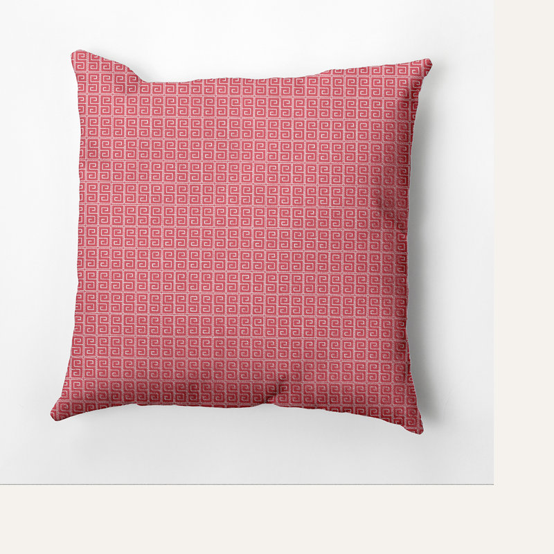 Geometric Reversible Throw Pillow, 20" H x 20" W, Coral/White