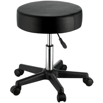 Rolling Stools With Wheels, 400 LBS Weight Capacity Adjustable Height Stool With Ultra-Thick Seat Cushion, Swivel Stools Chair For Salon, Bar, Home, Office, Tatoo, Medical, Massage, Black
