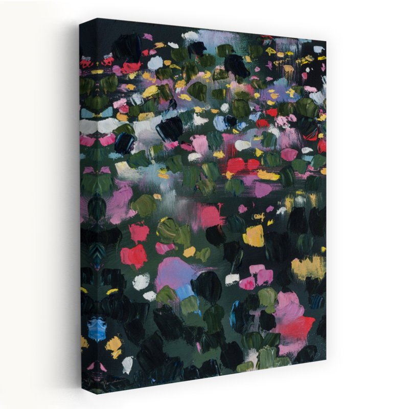 Jardin secret II, art floral abstrait, H 36 po x l 24 po