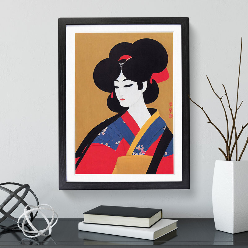 Artistic Geisha No.1 - Wall Art, 34cm H x 25cm W, Black Framed