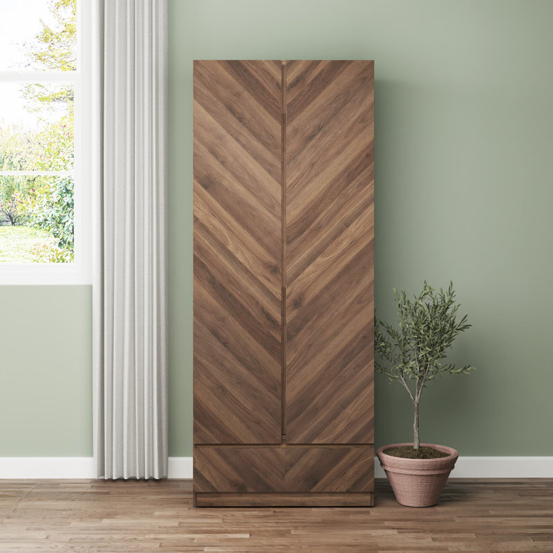 Kascha 2 Door Manufactured Wood Wardrobe, Walnut
