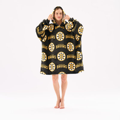 NHL BOSTON BRUINS Officially Licensed Pullover Wearable Blanket with Hood and Side Pockets