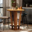 Table bistro 31,5 po, table bistro à haut plateau avec repose-pieds en métal pour petits espaces