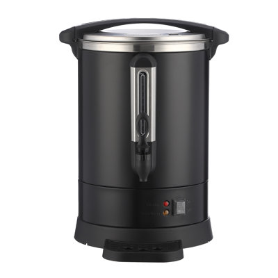 Coffee Urn – 14L Hot Beverage Dispenser for Catering, Double-Wall Stainless Steel Percolator, Dripless Faucet with Water Gauge, Drip Tray & Warm Lights (Black)