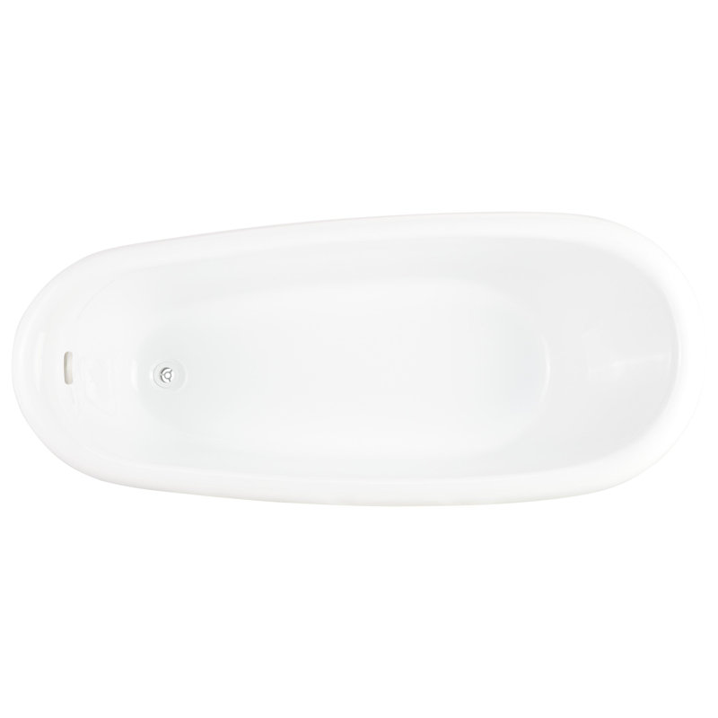 67" Alvaro Acrylic Slipper Tub With Polished Brass Drain Kit, White