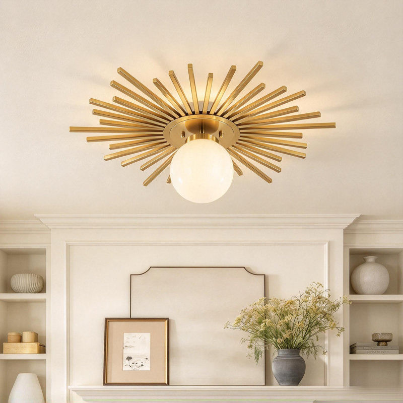  GlowCraft 1 - Light Sunburst Flush Mount Ceiling Light for Hallway, Copper
