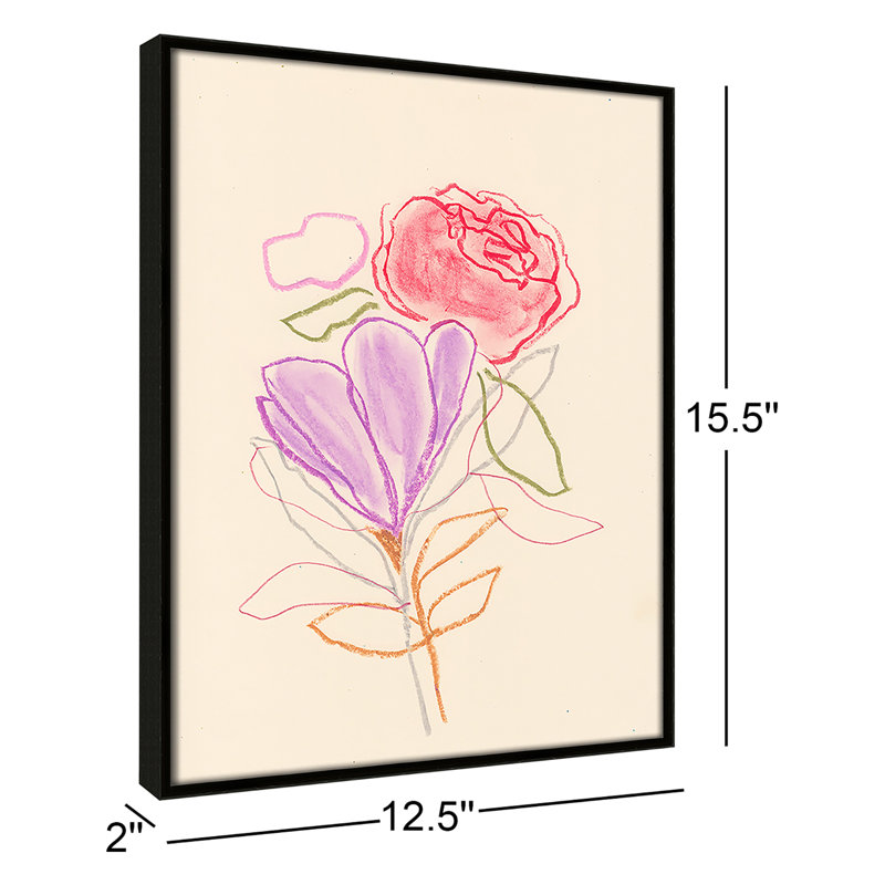 «Simple Floral III» par Bea Dina, Toile encadrée flottante espresso, Pas de tapis, H 15,5 po x l 12,5 po x P 2 po