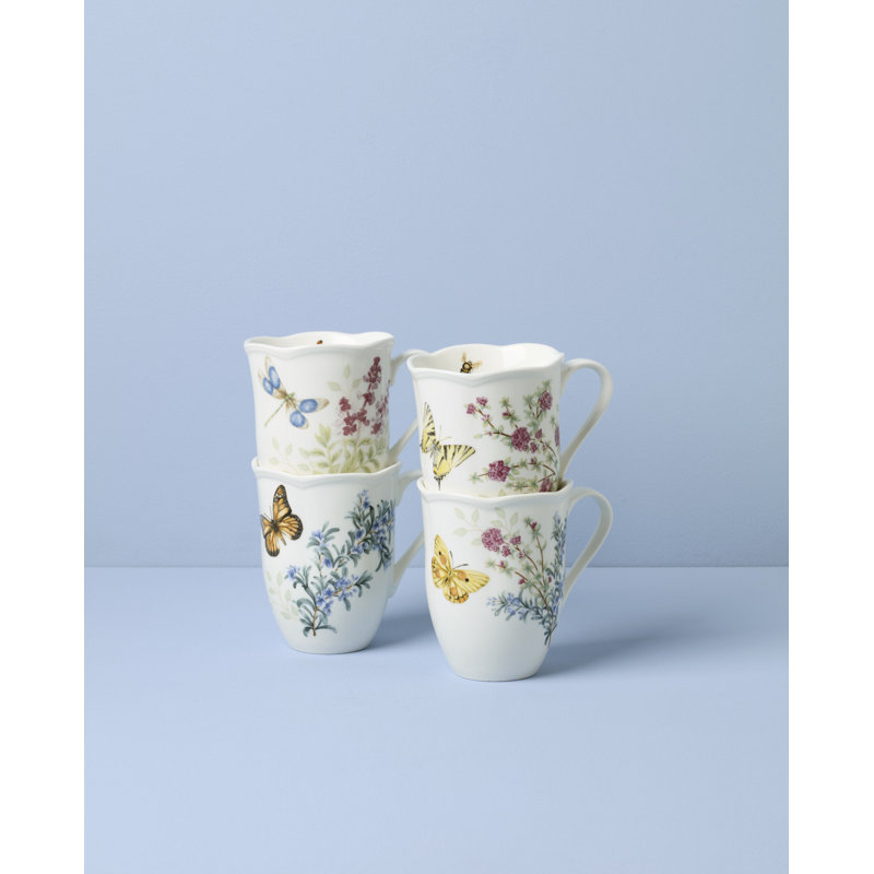 Lenox Butterfly Meadow Herbs Mugs, Set of 4