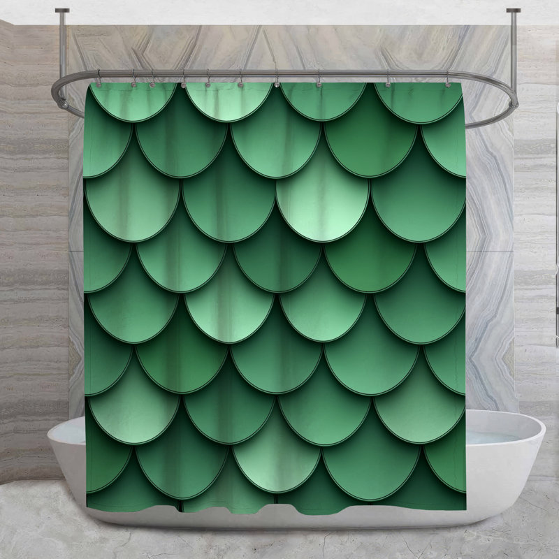 Rideau de douche Green Scales, H 73 po x l 70 po