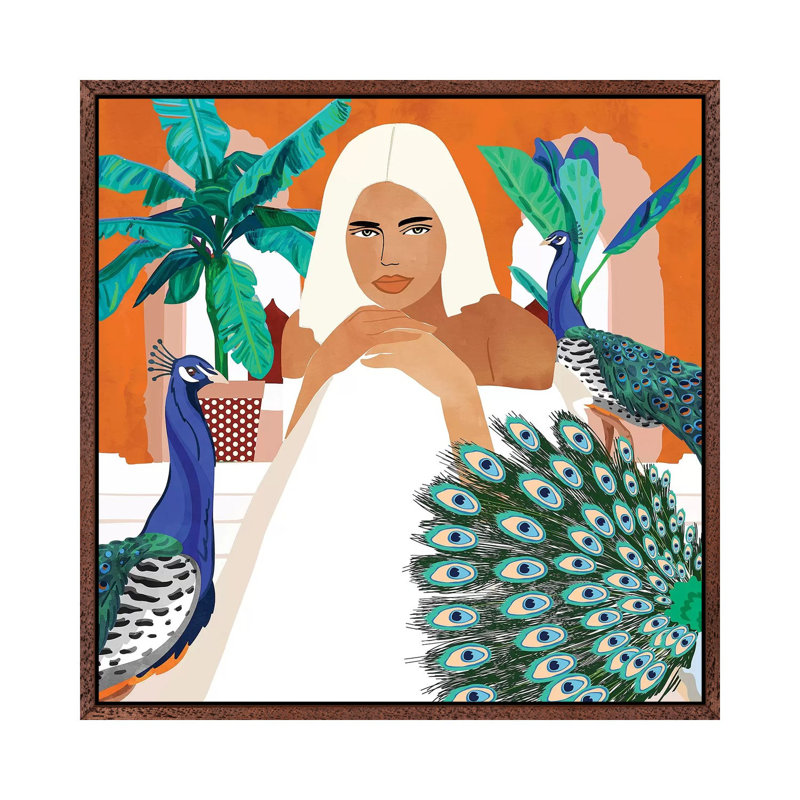 Indian Vacay - Painting on Canvas, 93.98cm H x 93.98cm W x 3.81cm D, Classic Brown Wood Framed