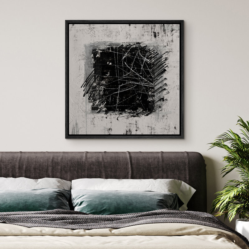 «Black and White Abstract Modern Contemporary», Noir, noir, noir, noir, H 24 po x l 24 po