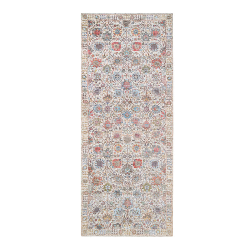 Tapis de couloir oriental ivoire 4 pi 1 po x 10 pi 3 po Tabriz en soie colorée avec laine texturée noué à la main 0CA6518A6D5C490FA61C08E9EB5C178C