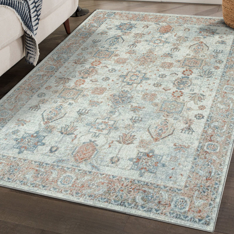Tapis à motif géométrique ivoire Lussi, Rectangle 8 pi x 10 pi