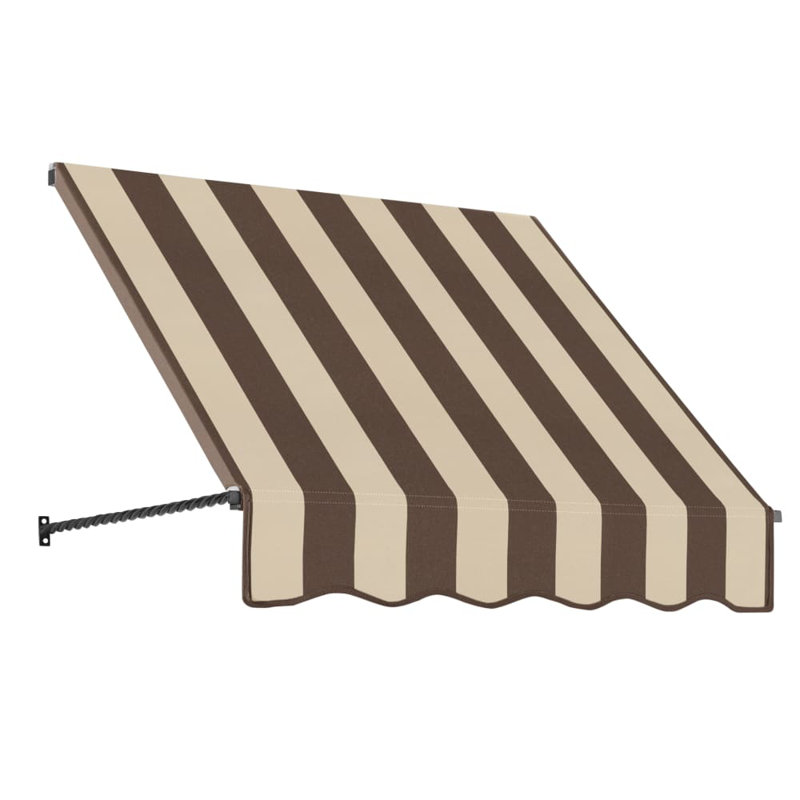 Awntech Santa Fe Acrylic Fabric Fixed Awning with Iron Rope Arms, Brown/Tan Stripe, 31" H x 40.5" W x 24" D