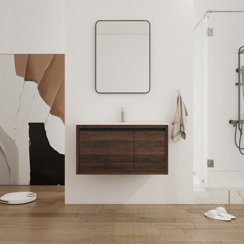 Meuble-lavabo simple avec plateau Beggley 35,94, Brun