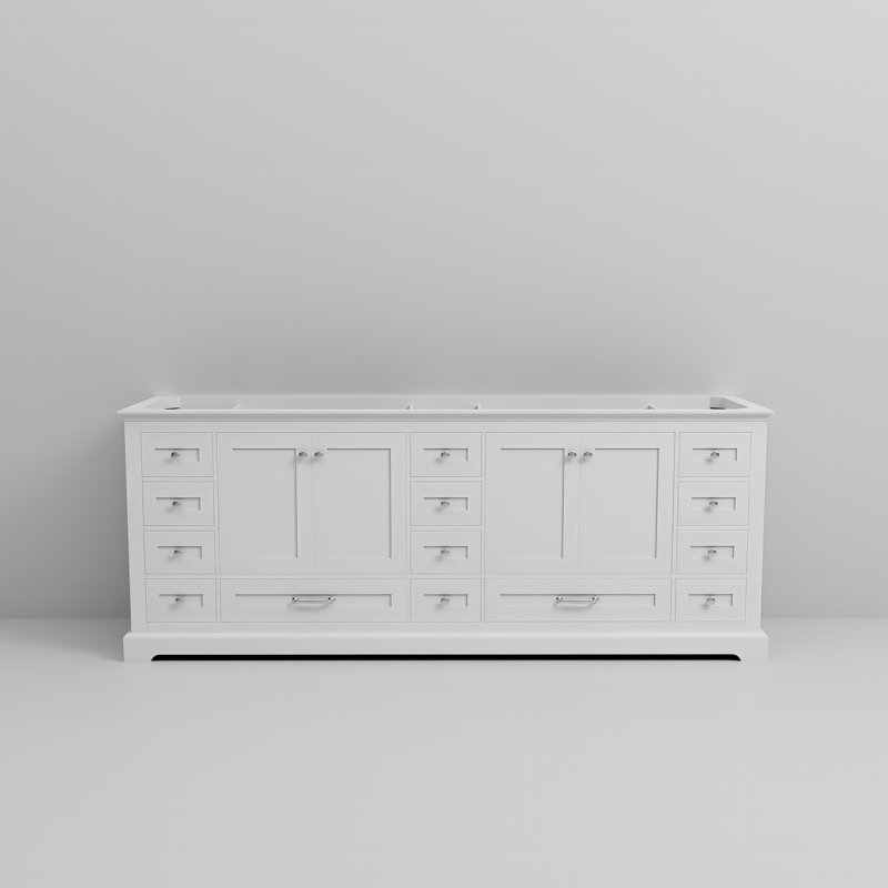 White Double Freestanding Vanity with Ample Storage