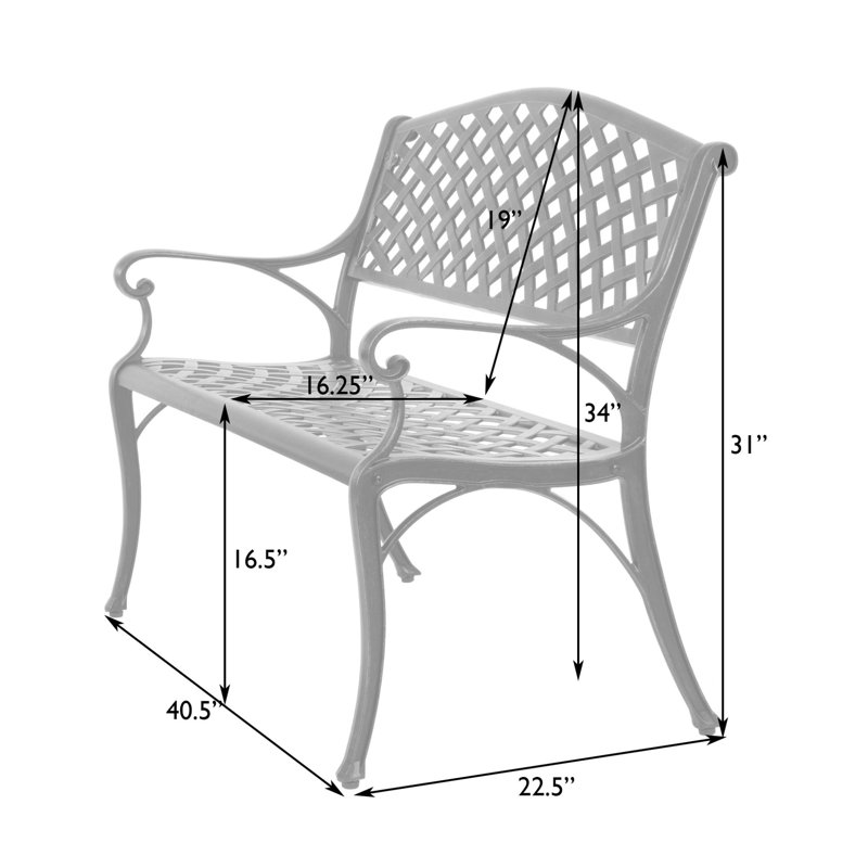 Emberto Balkene Home Cast Aluminum Bench, Sturdy Bench-Basketweave Design - Antique Bronze Finish