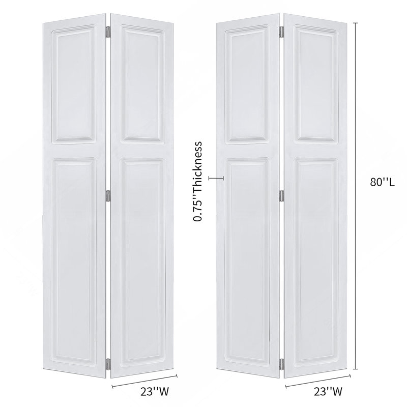 Porte double à 2 panneaux en cottagestyle de 3/4 po d'épaisseur 46 po x 80 po. Porte pliante en vinyle avec noyau blanc et ensemble de quincaillerie (largeur totale 92 po, hauteur 80 po)