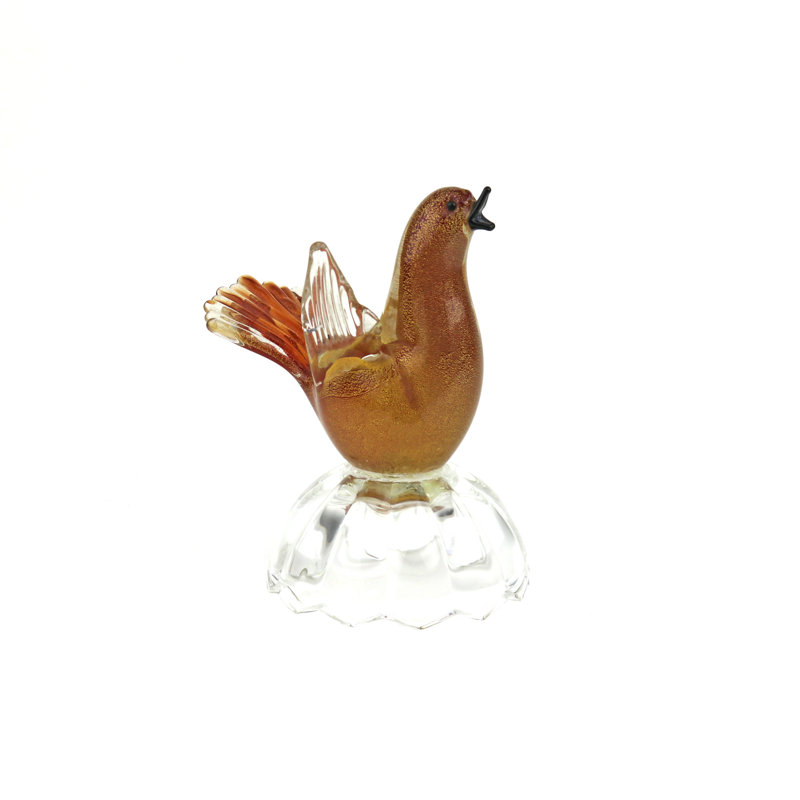 Murano Glass Bird On Clear Base