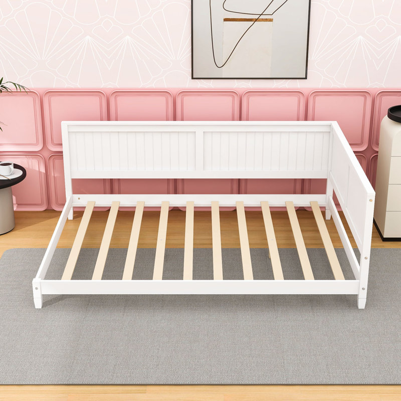Modern Full Size Daybed with Elegant Armrest and Backrest, White