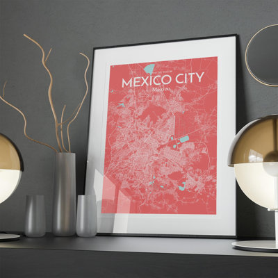 Mexico City Map in Maritime 1 Piece Wall Art