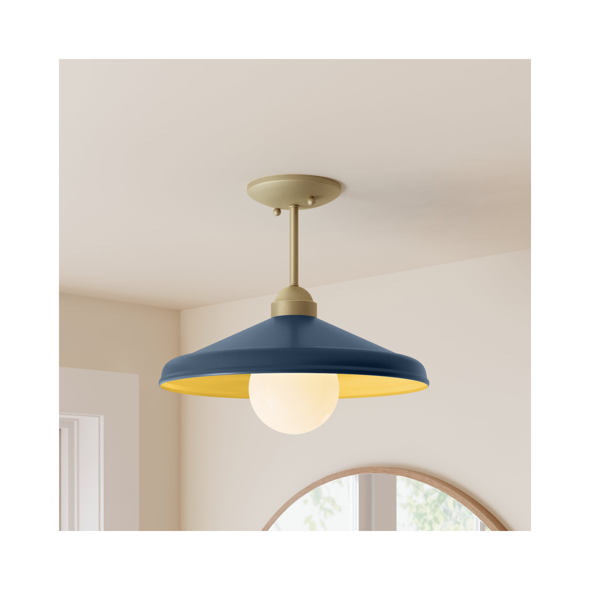 Delilah Single Light Metal Semi Flush Mount, Navy