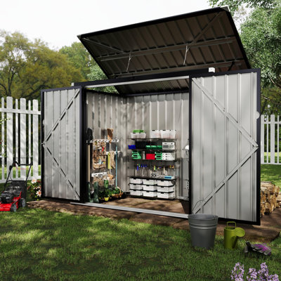 Metal Outdoor Storage Shed Kit, Lockable Utility Shed with Air Vent for Backyard, Garden & Patio Lawn, gray
