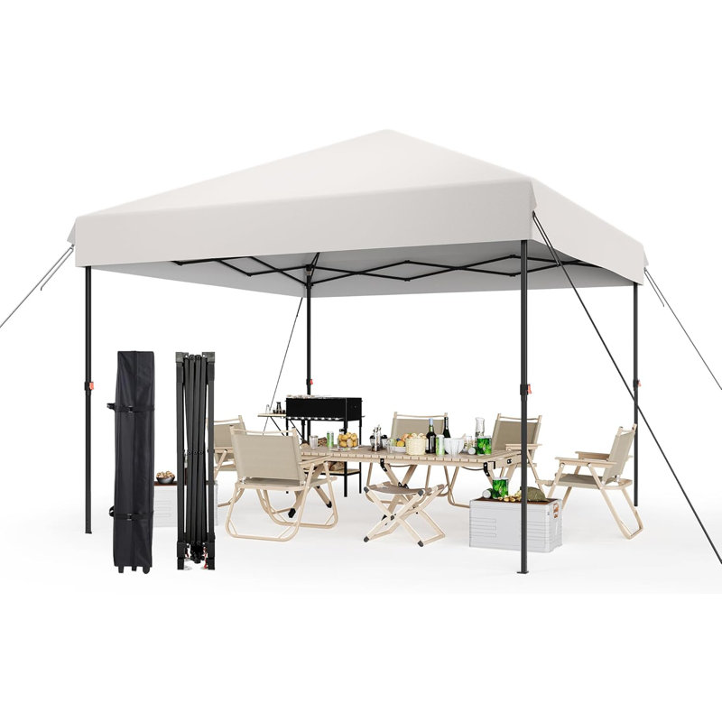 Pop Up Gazebo Canopy Tent, 210D UV-Resistant Oxford Fabric, Rust-Proof Frame with 3 Adjustable Heights, Quick Setup Outdoor Shelter with Full Accessories