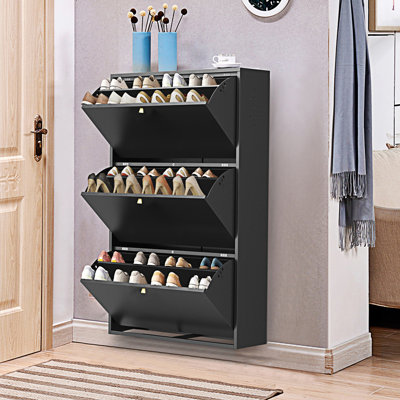 Armoire à chaussures 3 tiroirs en acier