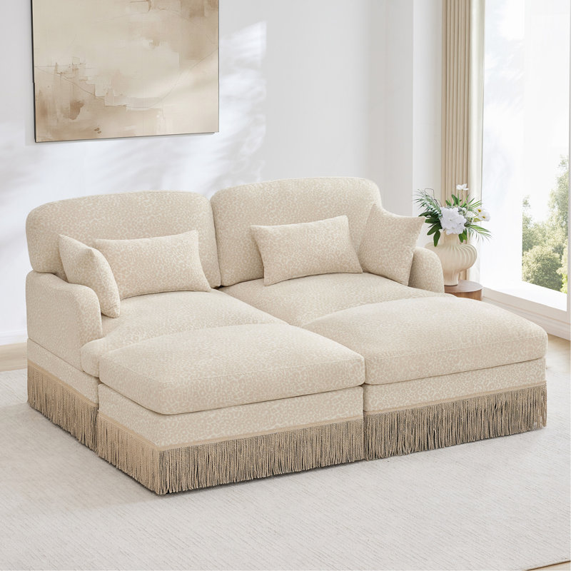 Canapé Comfy Chenille Leopard, Beige Chenille