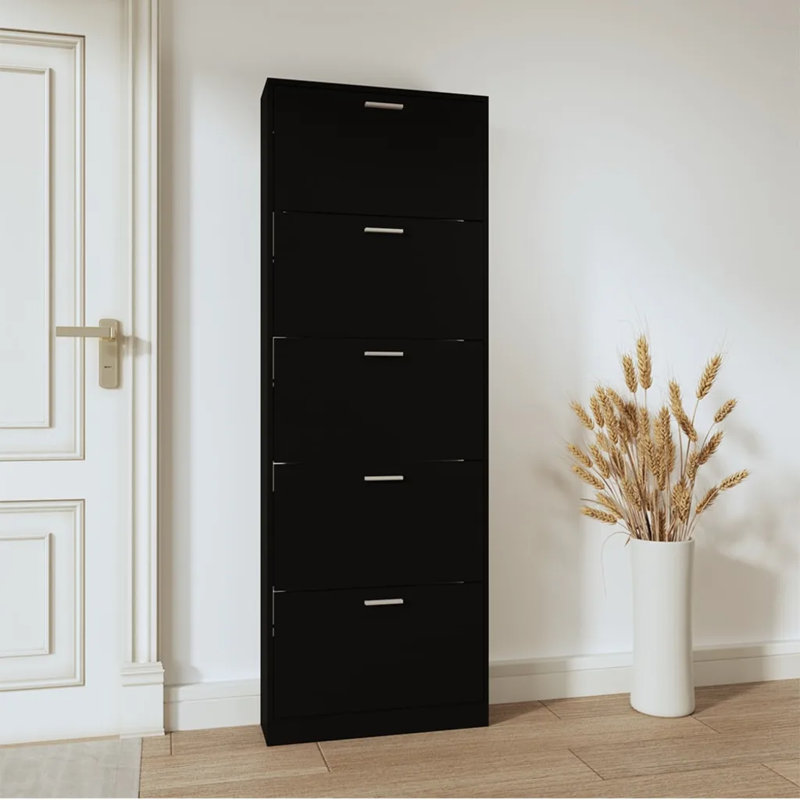 15 Pair Shoe Flip Down Shoe Storage, Black