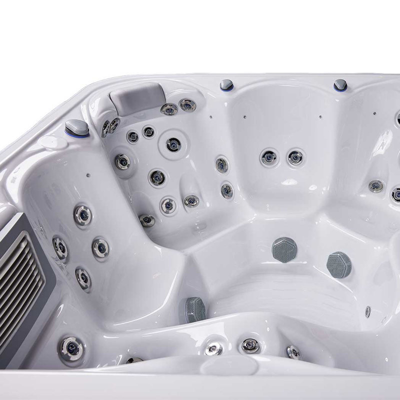New York 6-Person Ice White Acrylic Square Hot Tub with Ozonator