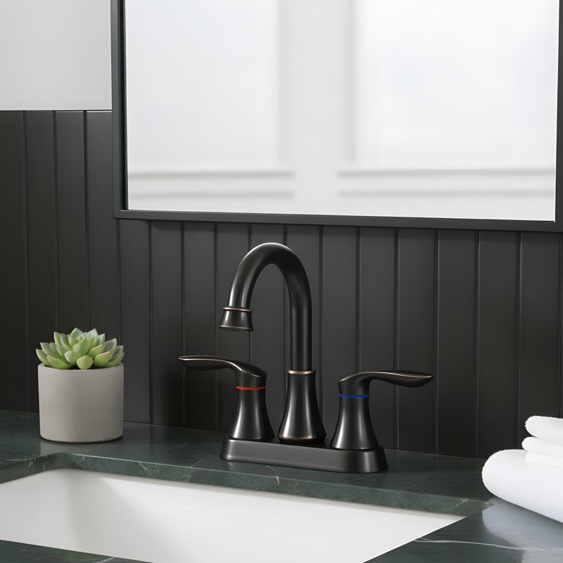 Modern Bathroom Sink Faucet with 2 Handles, Oil-Rubbed Bronze