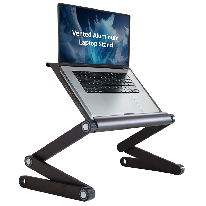 Support pour ordinateur portable et bureau pour ordinateur portable WorkEZ - Très grande table pour ordinateur portable réglable en aluminium - Noir