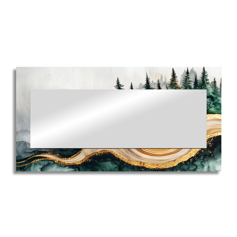 «Forest River Of Emerald Crystal I» - Miroir paysager pour décoration murale, 28 po x 55 po