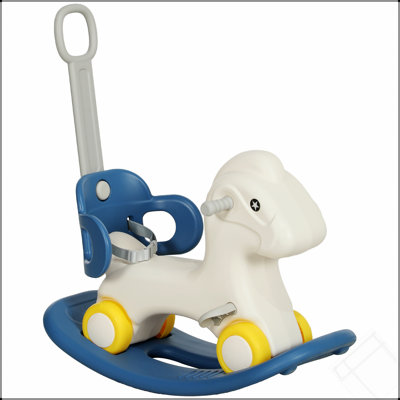 4 In 1 Rocking Horse For Toddles 2-5 Years, Baby Ride On Horse With Detachable Push Handle & Balance Board, Kids Riding Horse Birthday