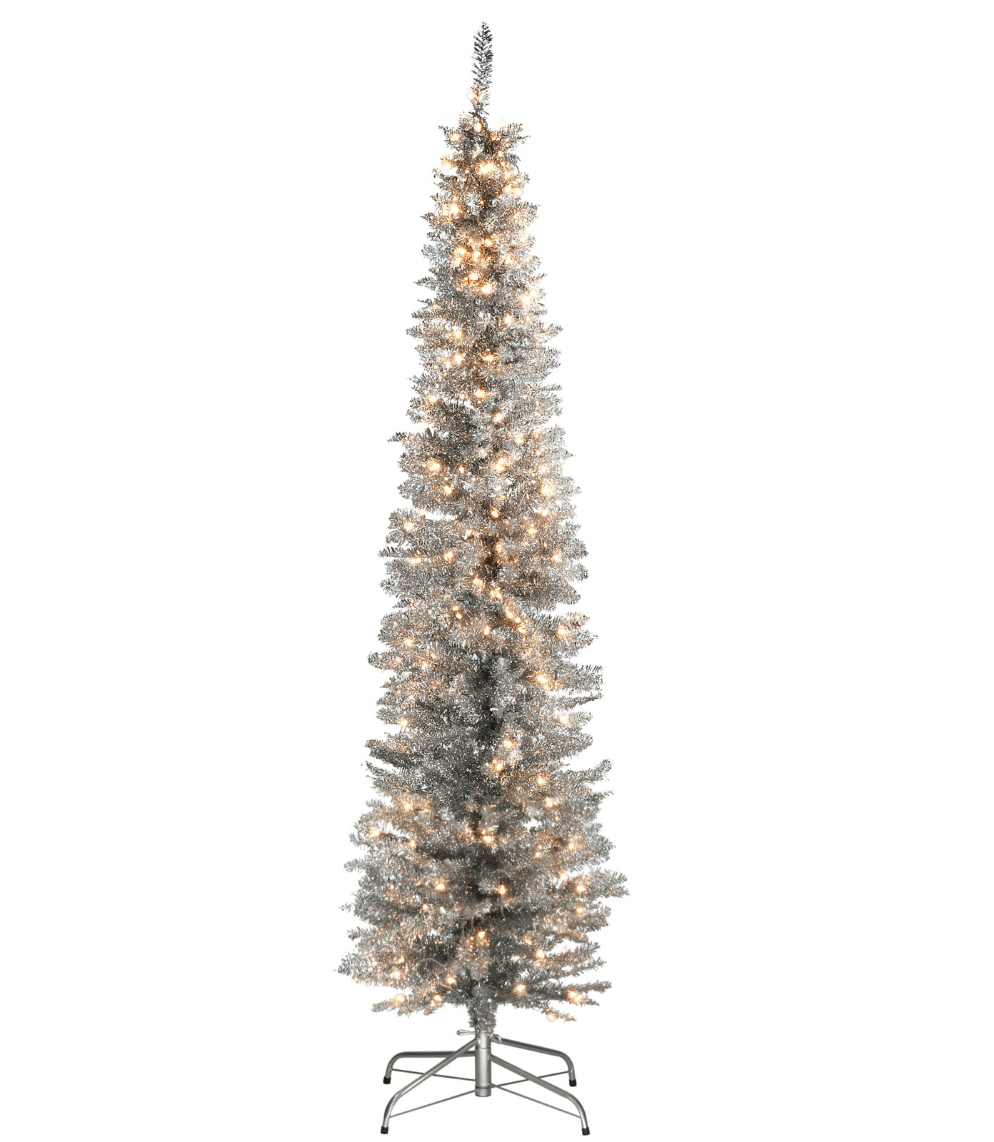 Silver Pre-Lit Pine Christmas Tree, 6'