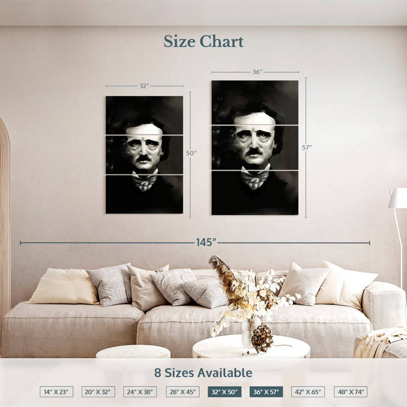Keiraleigh, Edgar Allan Poe, portrait sombre, H 57 po x l 36 po