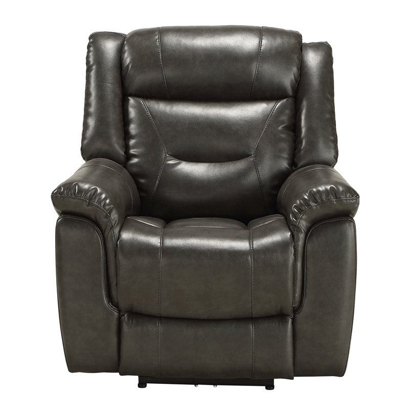 Fauteuil inclinable électrique Prentiss avec port USB, cuir gris Aire