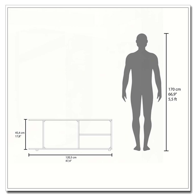 White TV Rack with Open Storage, White