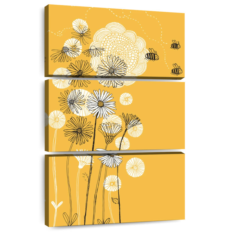 Harnek, abeilles et marguerites, H 32 po x l 20 po