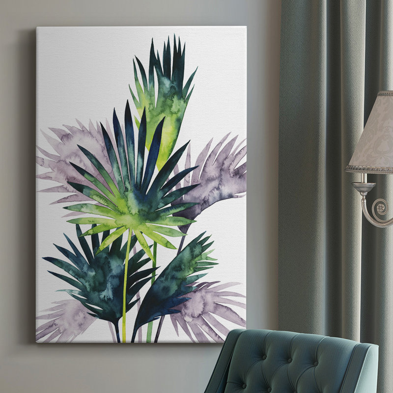 Twilight Palms III - peinture sur toile tendue, H 60 po x l 40 po x P 1 po