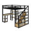 Lit mezzanine double en métal avec bureau et tablettes