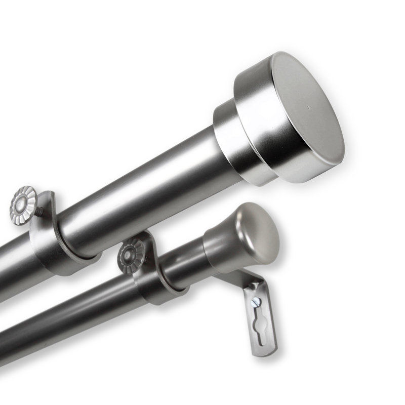 Tringle à rideaux double réglable, l 160 po à 240 po, Nickel satiné