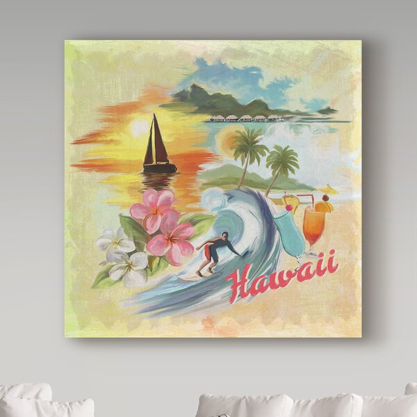 Hawaii Paradise Pattern' Acrylic Painting Print On Wrapped Canvas Bay Isle Home Size: 35 H x 35 W x 2 D