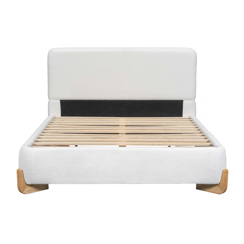 Elegant Boucle Bed, une pièce maîtresse de chambre à coucher luxueuse et confortable, pleine grandeur, blanc