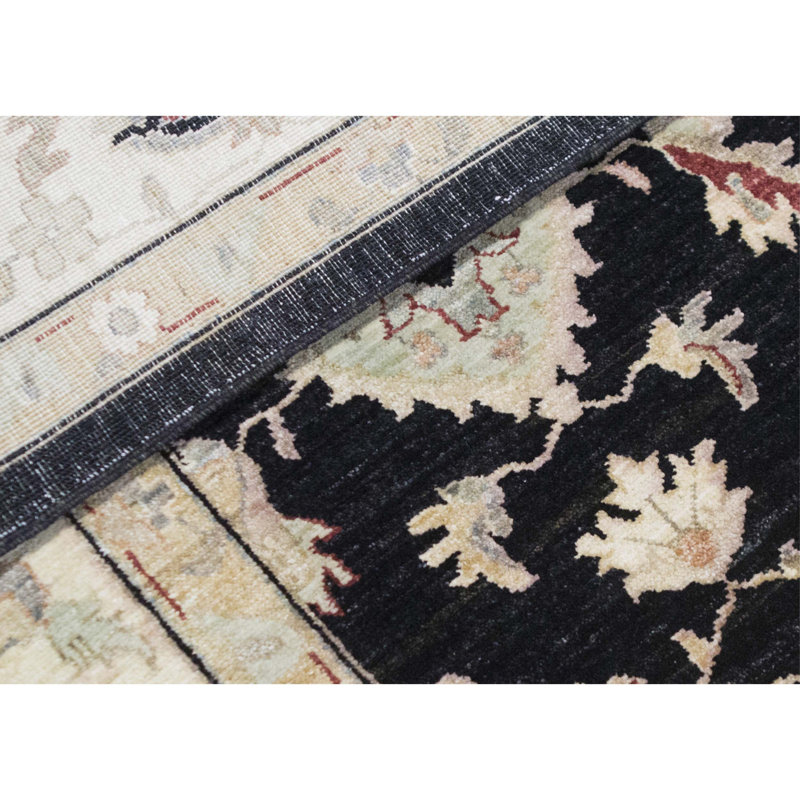 Zarbof Wool Oriental Area Rug in Black
